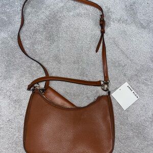 Anne Klein Cognac Pebbled Leather Crossbody Bag